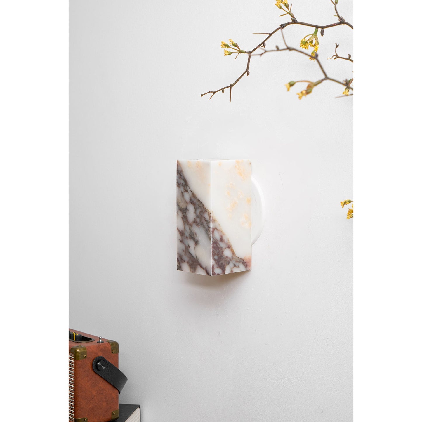 Square Marble Wall Lamp - Bulgari Marble Architectural Upward LED Sconce | Luxury Natural Stone Wall Light