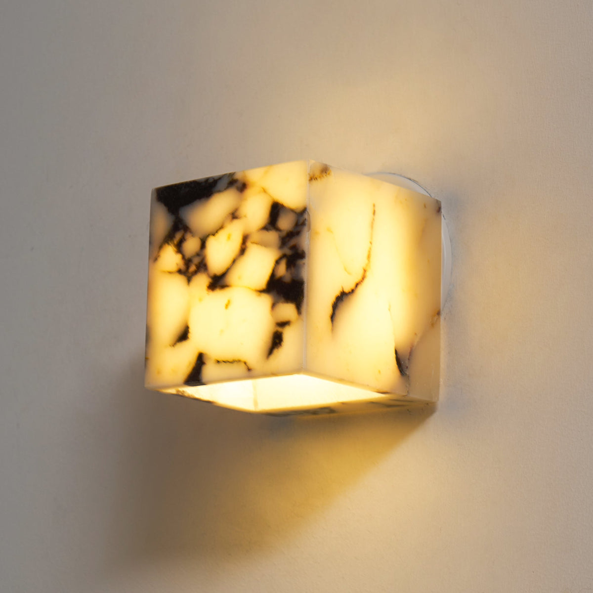 Square Marble Wall Lamp - Bulgari Marble Architectural Upward LED Sconce | Luxury Natural Stone Wall Light