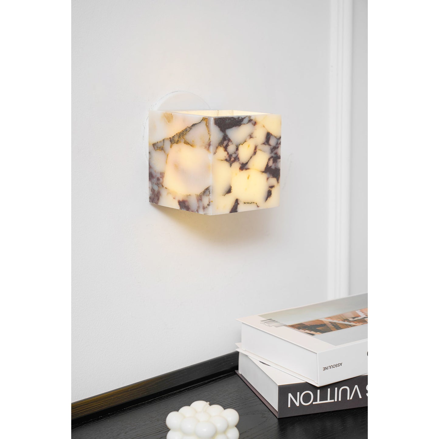 Square Marble Wall Lamp - Bulgari Marble Architectural Upward LED Sconce | Luxury Natural Stone Wall Light