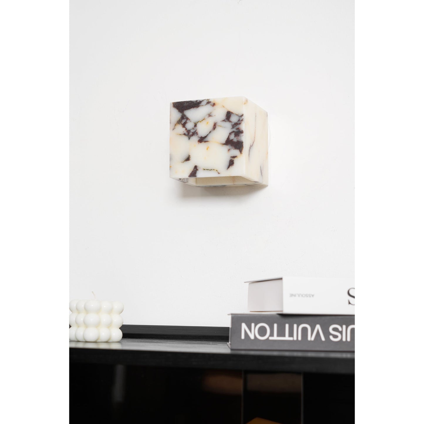 Square Marble Wall Lamp - Bulgari Marble Architectural Upward LED Sconce | Luxury Natural Stone Wall Light