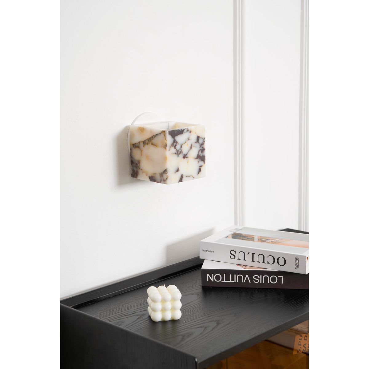 Square Marble Wall Lamp - Bulgari Marble Architectural Upward LED Sconce | Luxury Natural Stone Wall Light