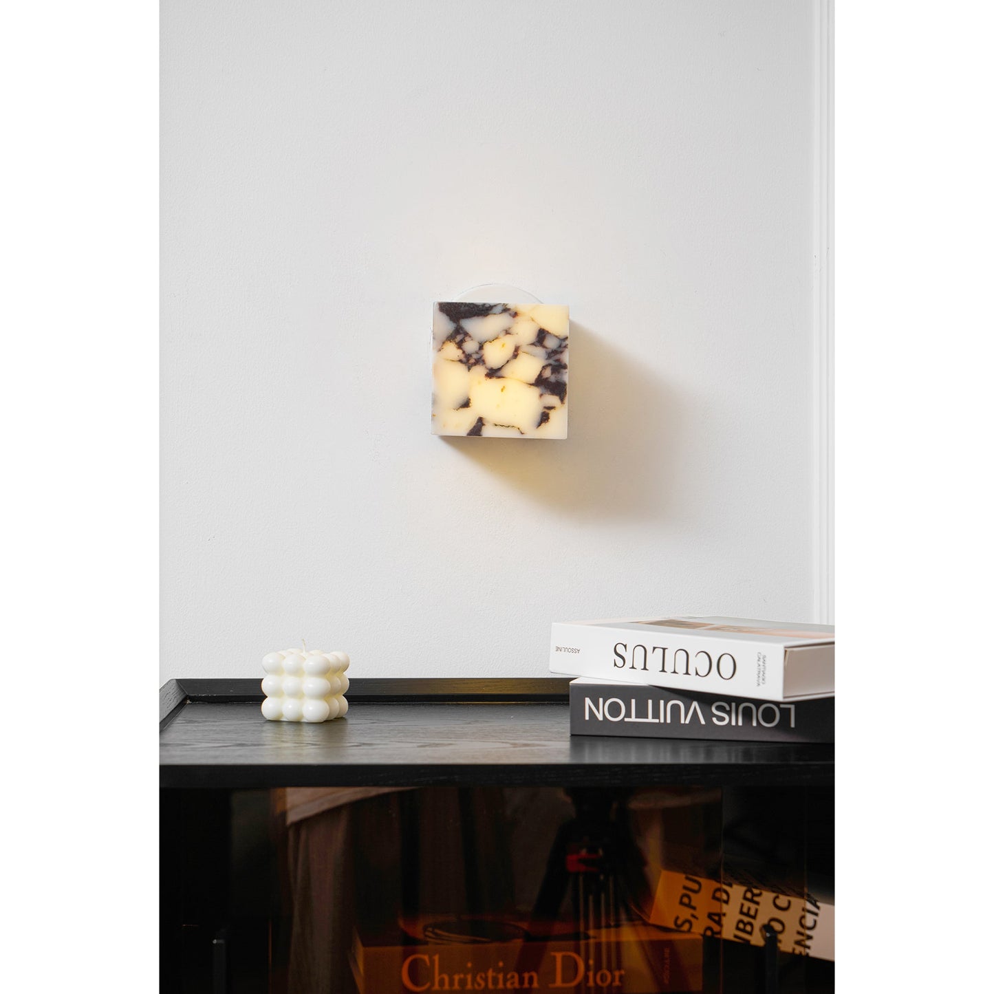 Square Marble Wall Lamp - Bulgari Marble Architectural Upward LED Sconce | Luxury Natural Stone Wall Light