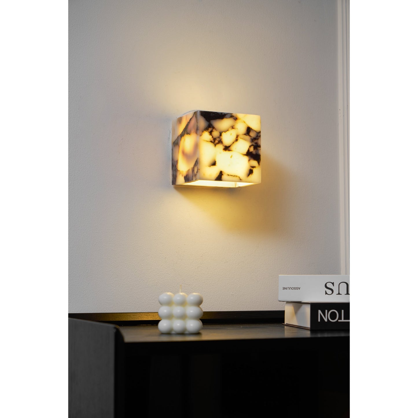 Square Marble Wall Lamp - Bulgari Marble Architectural Upward LED Sconce | Luxury Natural Stone Wall Light