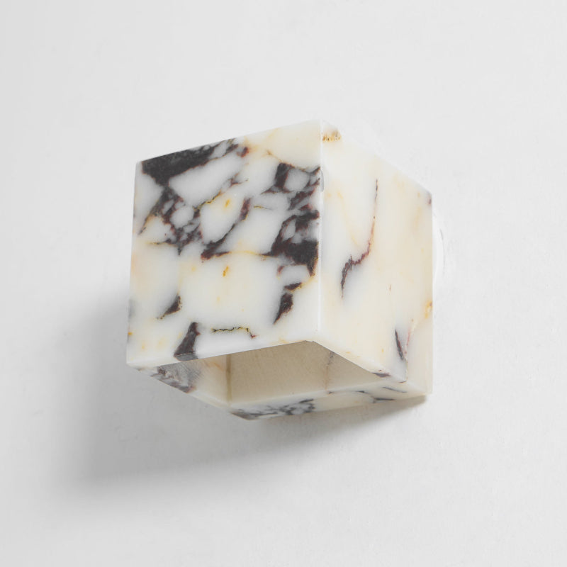 Square Marble Wall Lamp - Bulgari Marble Architectural Upward LED Sconce | Luxury Natural Stone Wall Light
