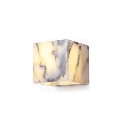 Square Marble Wall Lamp - Bulgari Marble Architectural Upward LED Sconce | Luxury Natural Stone Wall Light