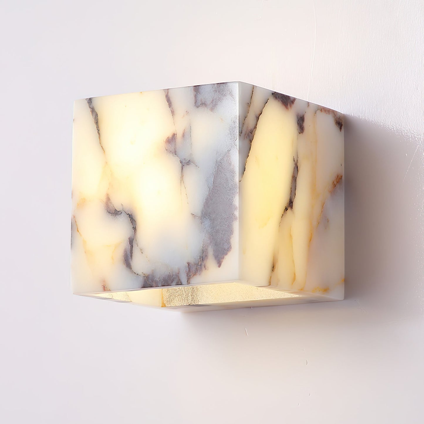 Square Marble Wall Lamp - Bulgari Marble Architectural Upward LED Sconce | Luxury Natural Stone Wall Light