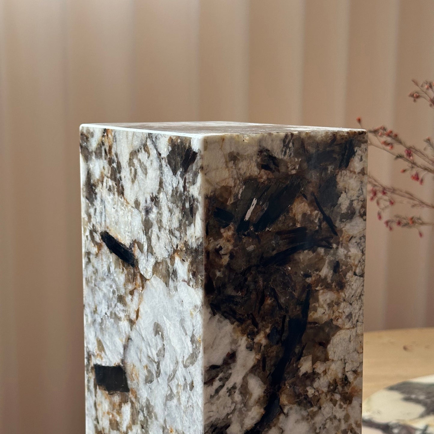 Square Stone Table Lamp - Pandora Marble Geometric Desk Lamp | Modern Natural Stone Accent Light
