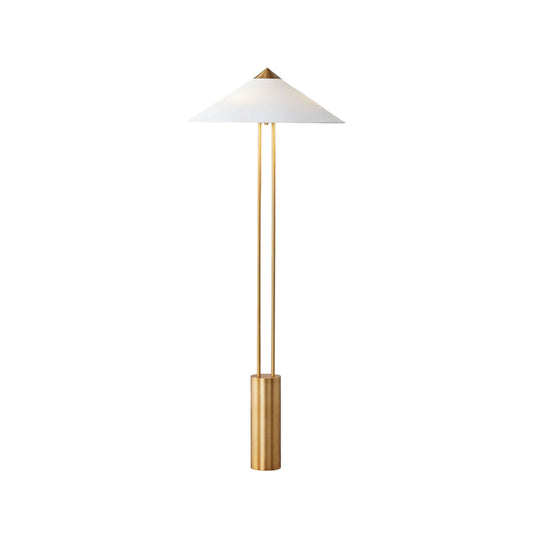 Staccato Floor Lamp - Twin Pillar Gold & White Linen Standing Lamp | Modern Slim Floor Light