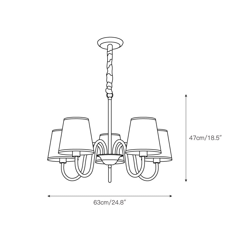 Aged Stacey Chandelier – Transitional Brass & Tailored Linen Shade Candelabra Chandelier