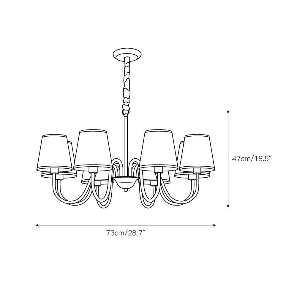 Aged Stacey Chandelier – Transitional Brass & Tailored Linen Shade Candelabra Chandelier