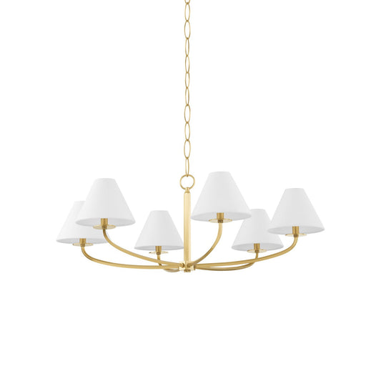 Cormac Chandelier – Architectural Brass Chandelier with Fabric Shades