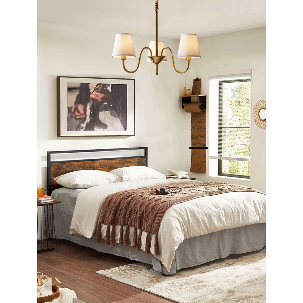 Aged Stacey Chandelier – Transitional Brass & Tailored Linen Shade Candelabra Chandelier