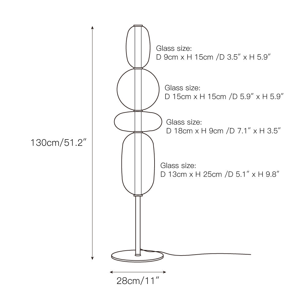 Stained Glass Floor Lamp - Stacked Hand-Blown Art Glass Standing Lamp | Colorful Modern Floor Light