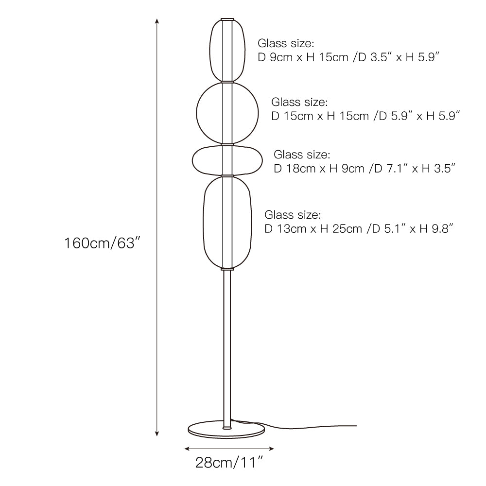 Stained Glass Floor Lamp - Stacked Hand-Blown Art Glass Standing Lamp | Colorful Modern Floor Light