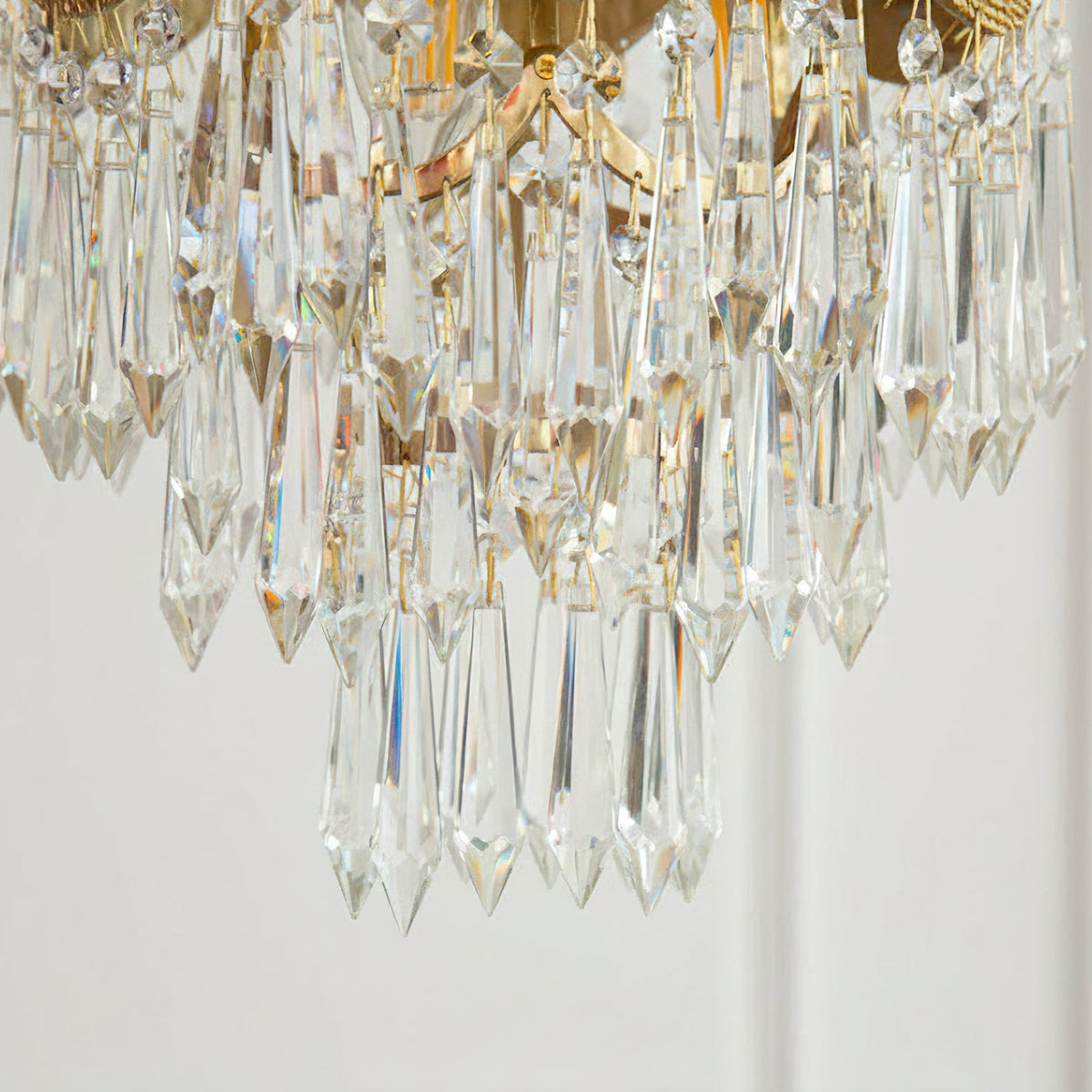Stained Crystal Linear Pendant Lamp - Hand-Crafted Crystal & Brass Island Light | Modern Linear Overhead Light