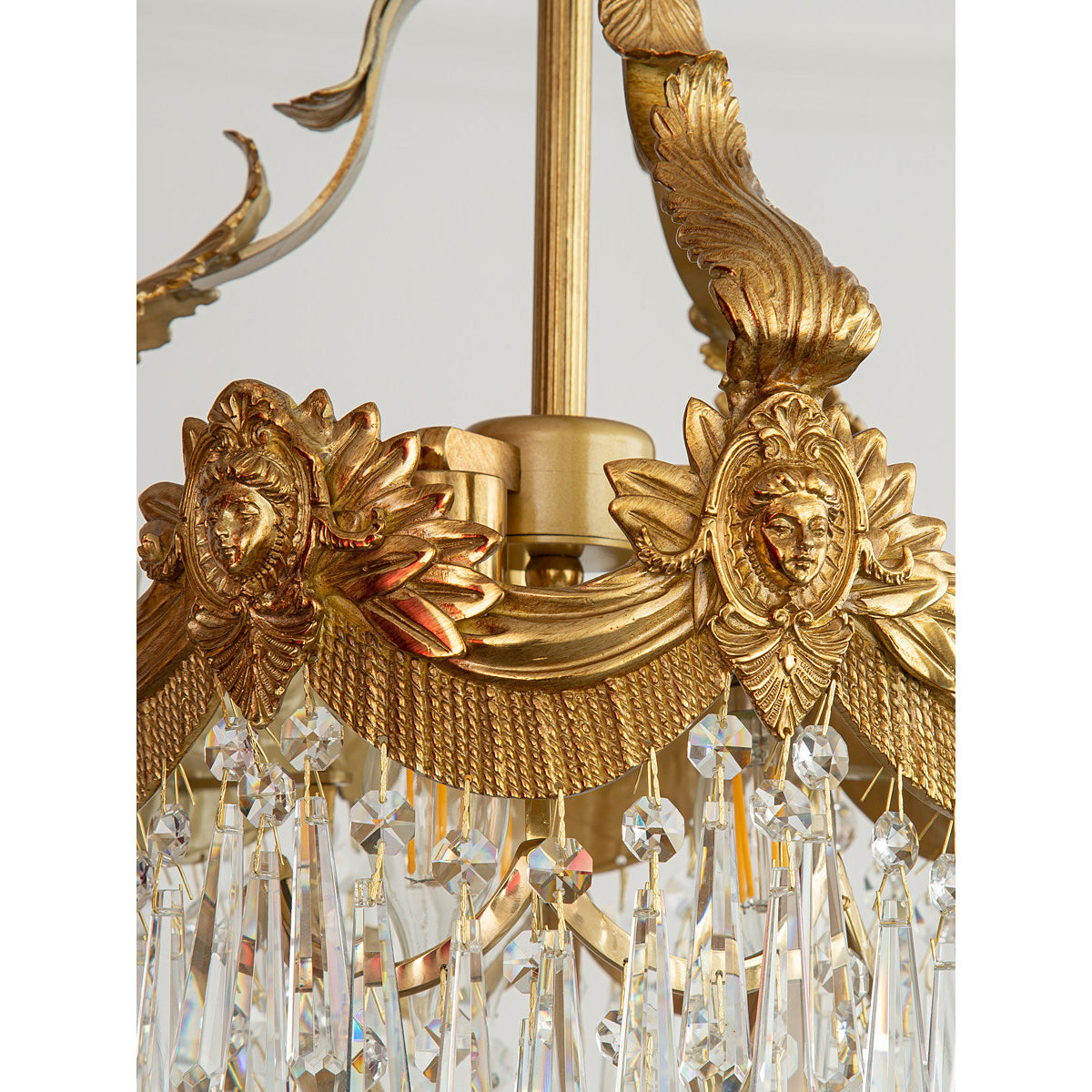 Stained Crystal Linear Pendant Lamp - Hand-Crafted Crystal & Brass Island Light | Modern Linear Overhead Light