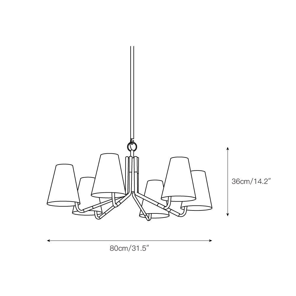 Stanwyck Chandelier - 1930s Inspired Brass & White Linen Shade Chandelier | Modern Traditional Overhead Light