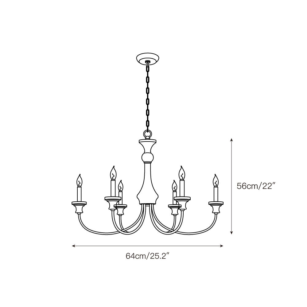 Stardust Simira Chandelier - Old Wood & Black Metal Candle Light | American Country Mid-Century Overhead Light