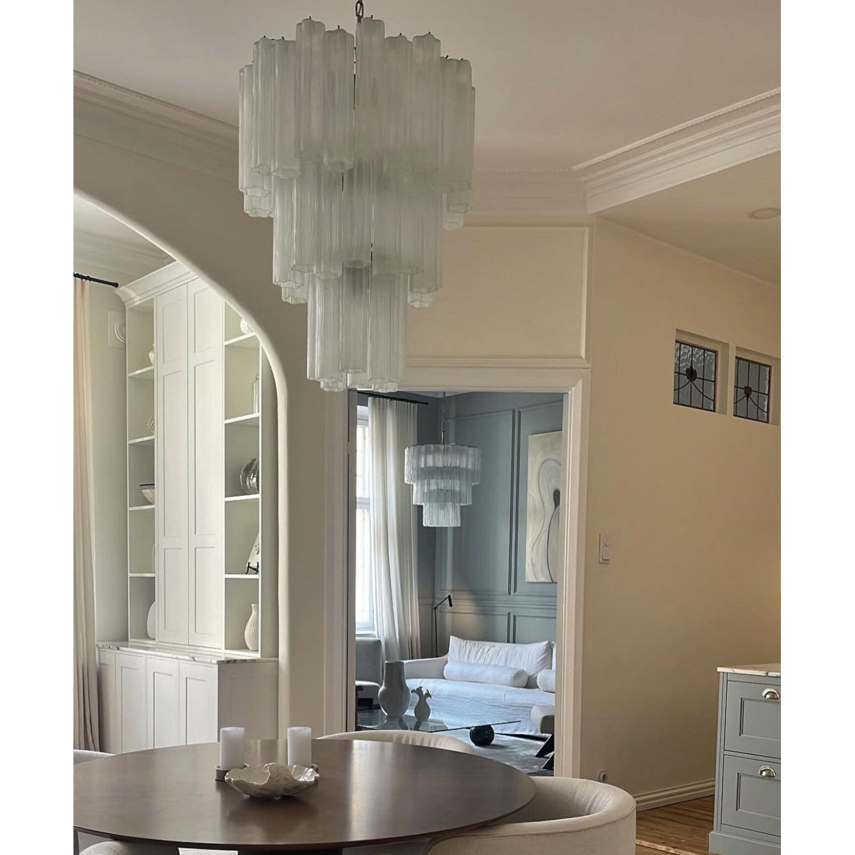 Starlight Murano Chandelier - Multi-Tiered Frosted Glass Cloud Chandelier | Modern Art Glass Overhead Light