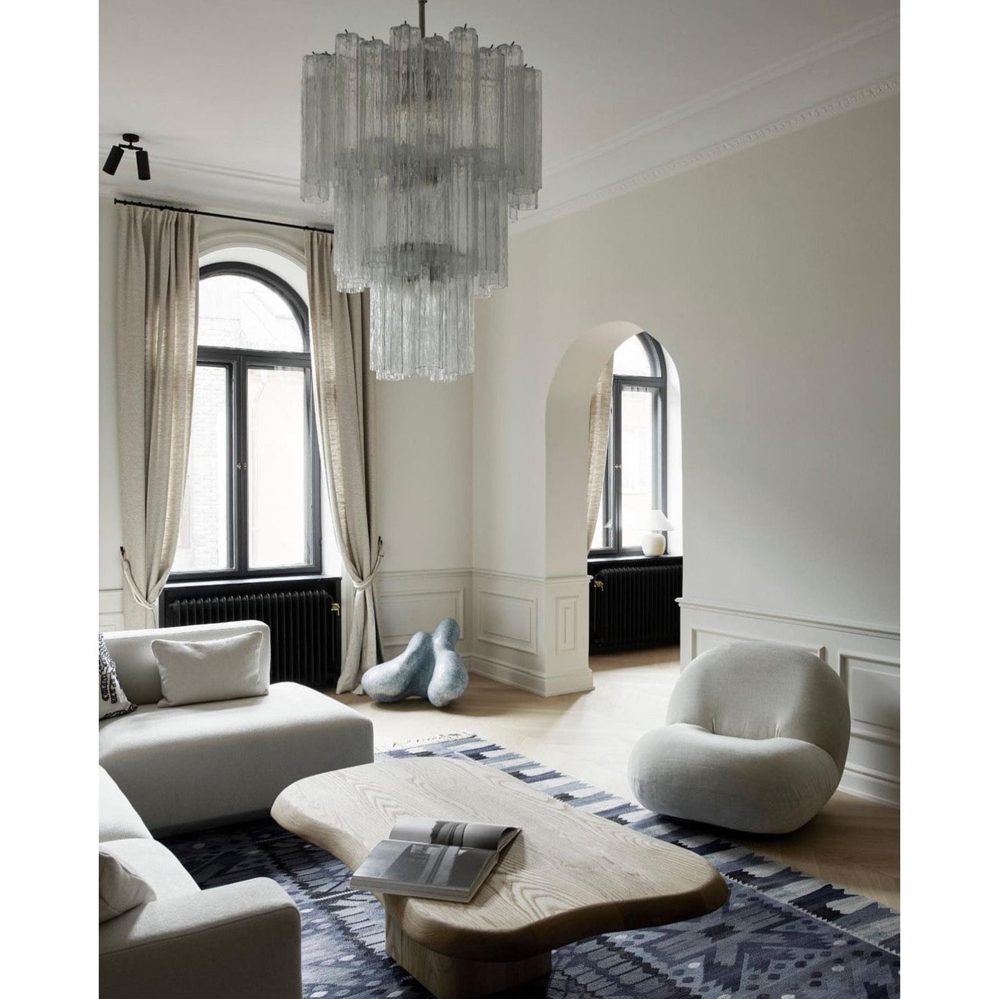 Starlight Murano Chandelier - Multi-Tiered Frosted Glass Cloud Chandelier | Modern Art Glass Overhead Light