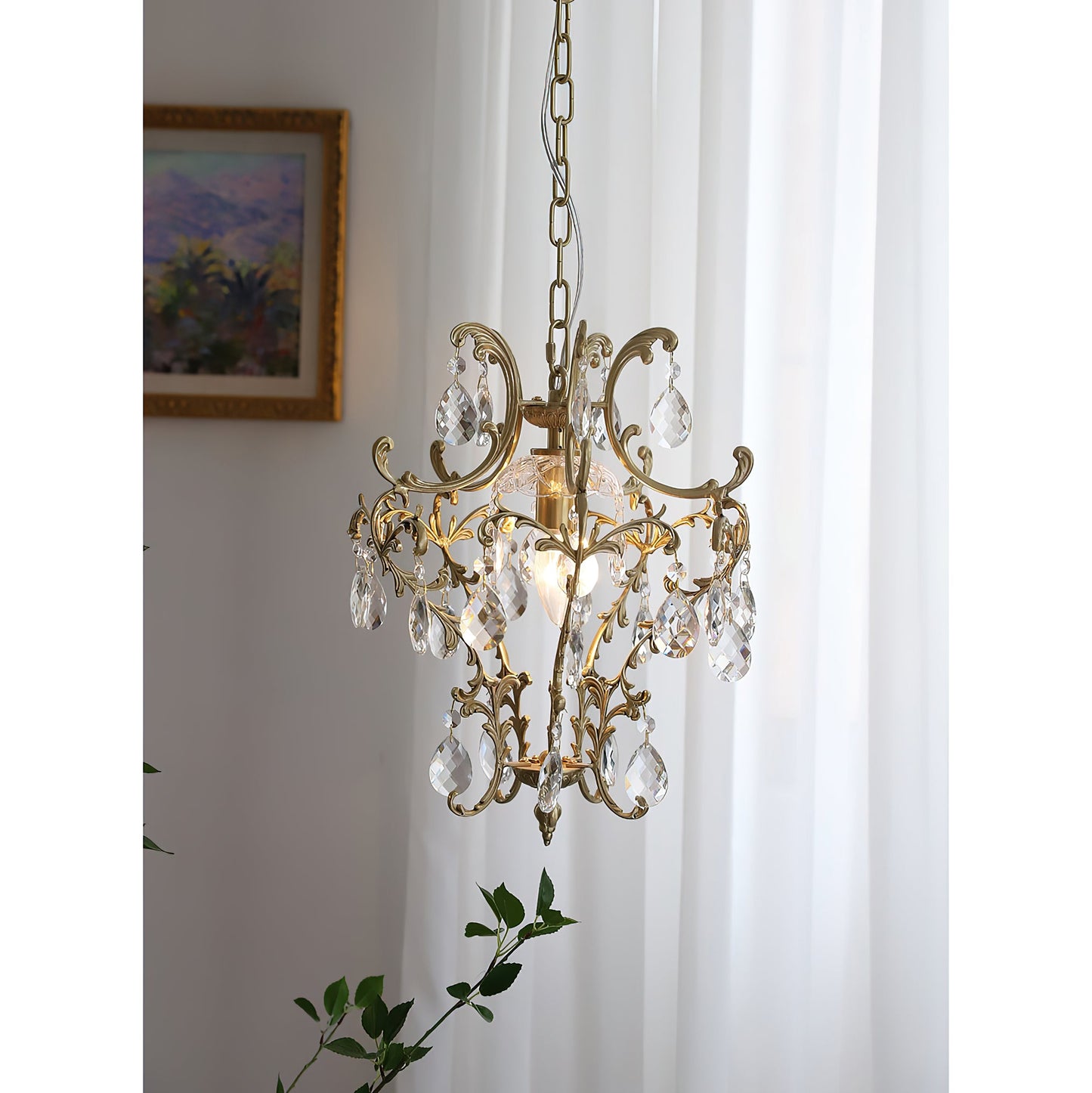Stars Tears Chandelier - Refined Copper & Crystal Drop Pendant Light | Elegant Multi-Reflective Overhead Light