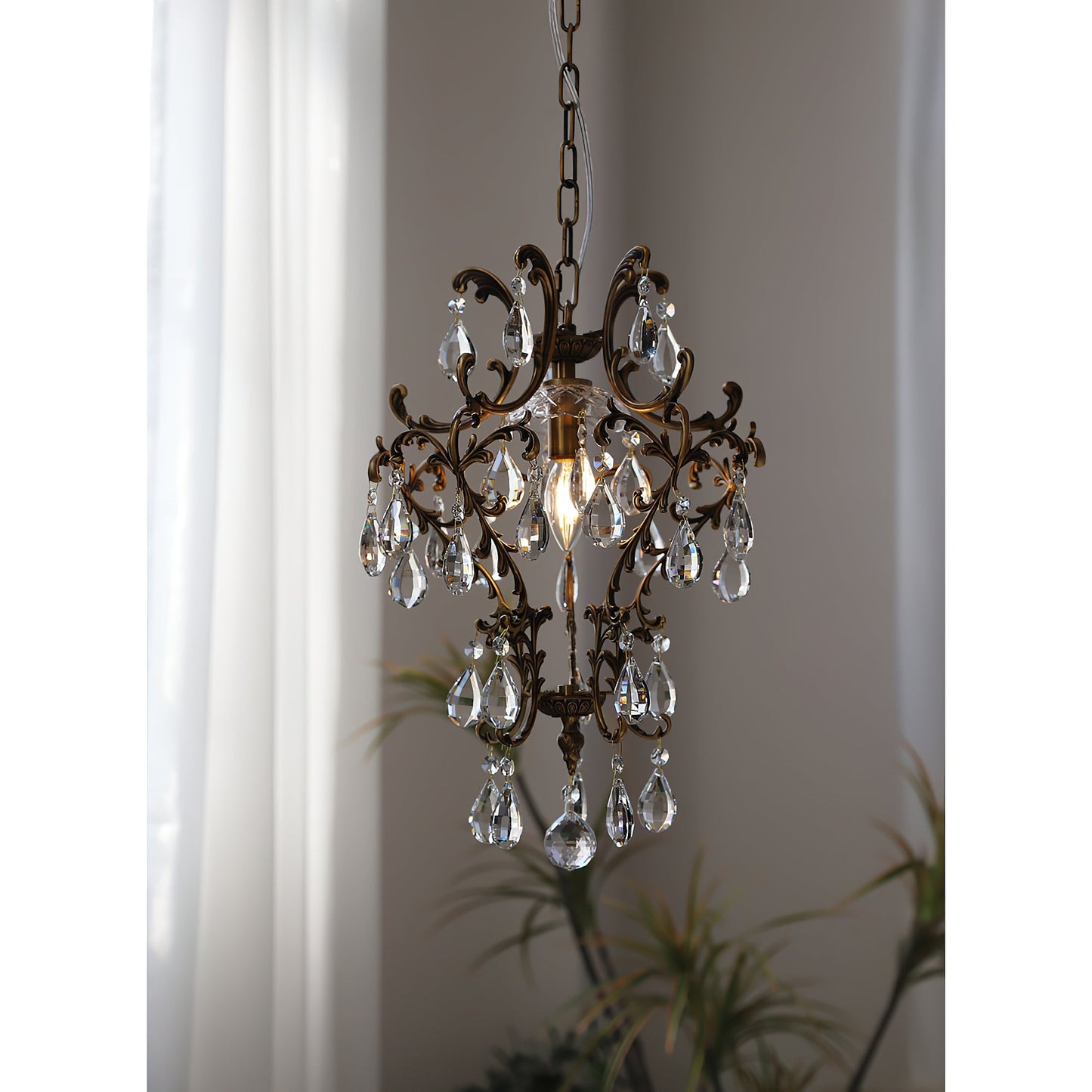 Stars Tears Chandelier - Refined Copper & Crystal Drop Pendant Light | Elegant Multi-Reflective Overhead Light