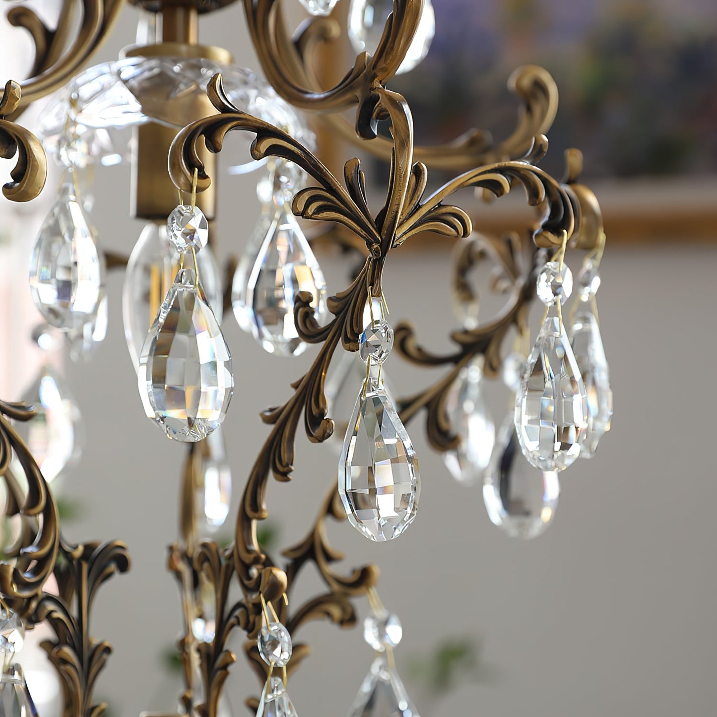 Stars Tears Chandelier - Refined Copper & Crystal Drop Pendant Light | Elegant Multi-Reflective Overhead Light