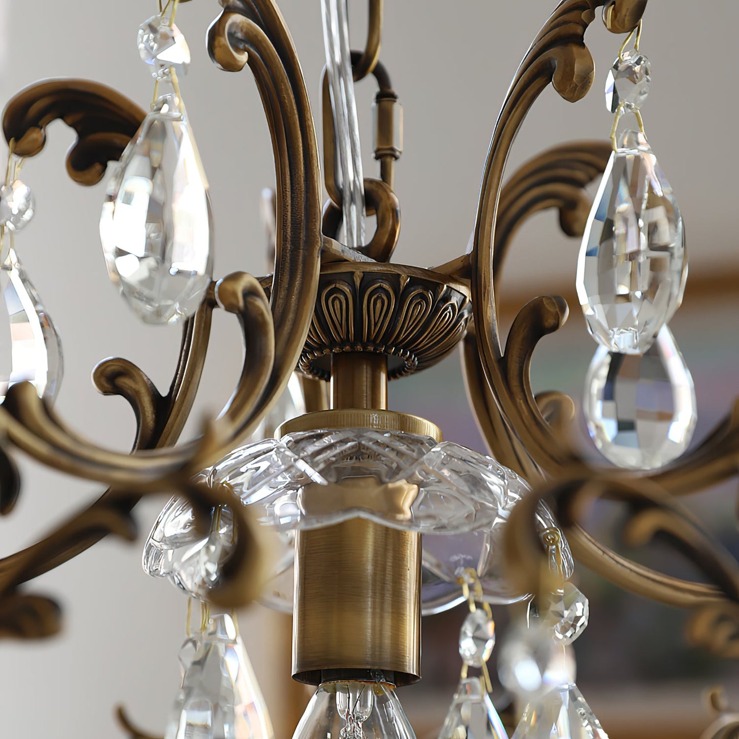 Stars Tears Chandelier - Refined Copper & Crystal Drop Pendant Light | Elegant Multi-Reflective Overhead Light
