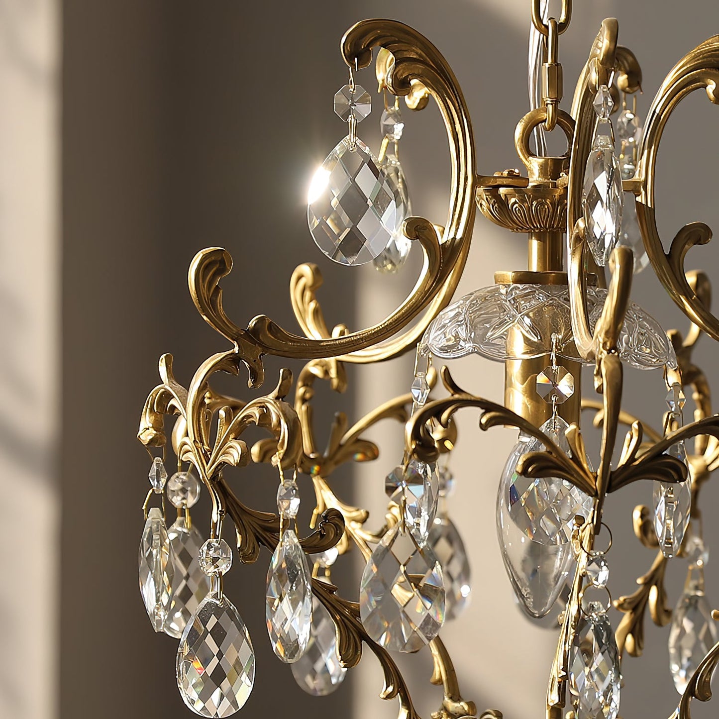 Stars Tears Chandelier - Refined Copper & Crystal Drop Pendant Light | Elegant Multi-Reflective Overhead Light