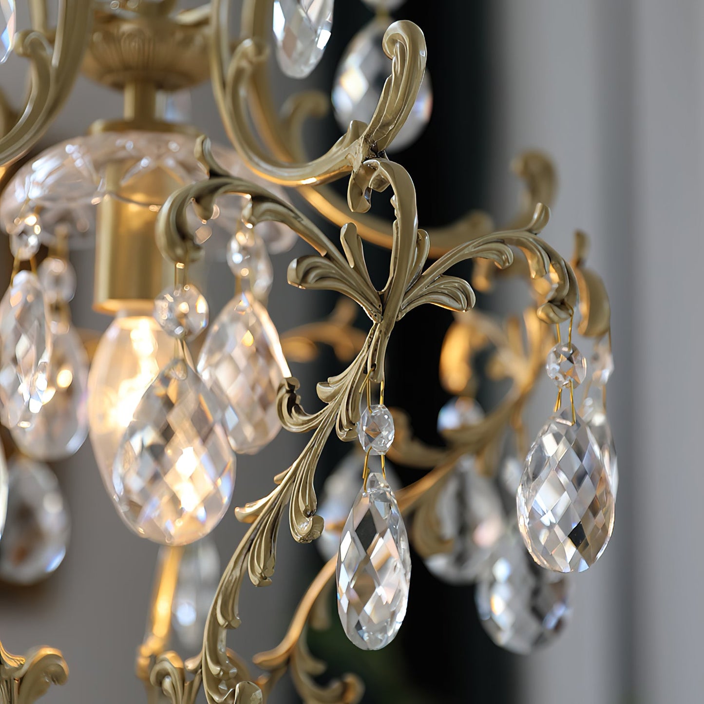 Stars Tears Chandelier - Refined Copper & Crystal Drop Pendant Light | Elegant Multi-Reflective Overhead Light