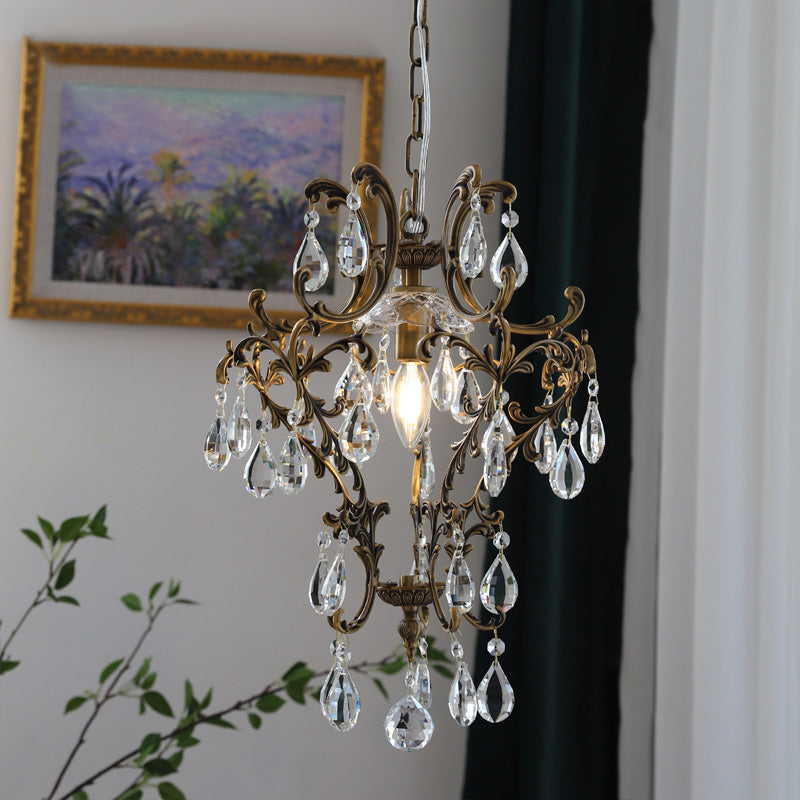 Stars Tears Chandelier - Refined Copper & Crystal Drop Pendant Light | Elegant Multi-Reflective Overhead Light