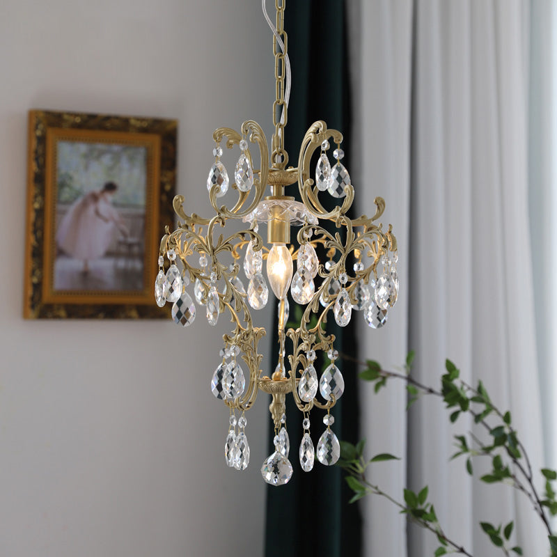 Stars Tears Chandelier - Refined Copper & Crystal Drop Pendant Light | Elegant Multi-Reflective Overhead Light