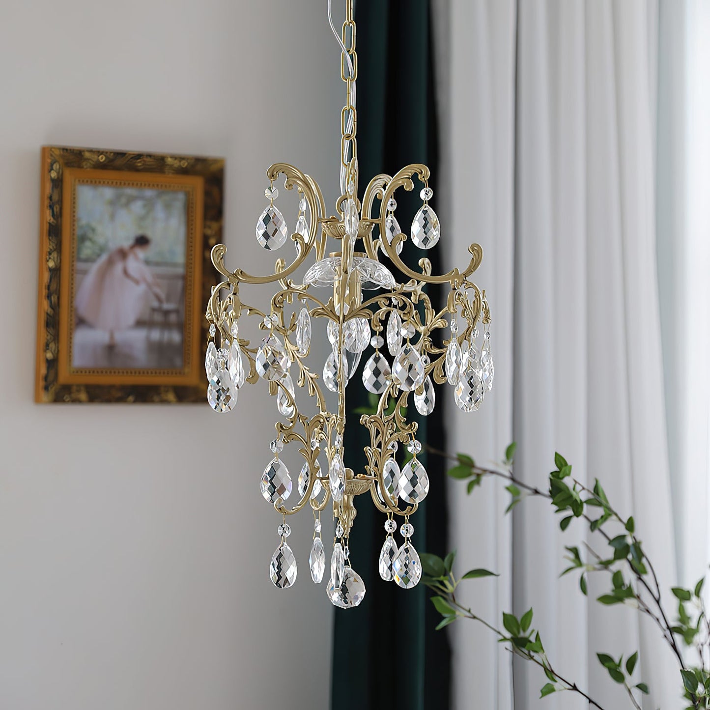Stars Tears Chandelier - Refined Copper & Crystal Drop Pendant Light | Elegant Multi-Reflective Overhead Light