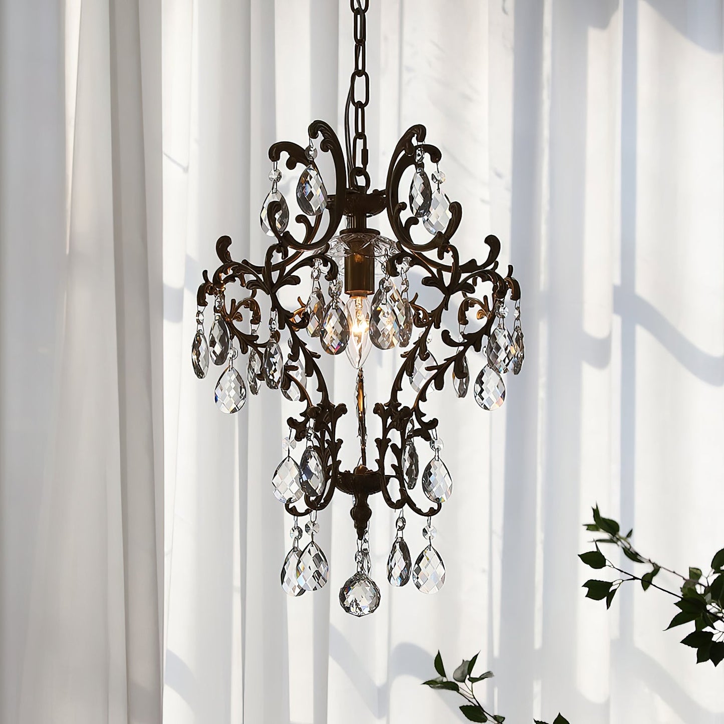 Stars Tears Chandelier - Refined Copper & Crystal Drop Pendant Light | Elegant Multi-Reflective Overhead Light