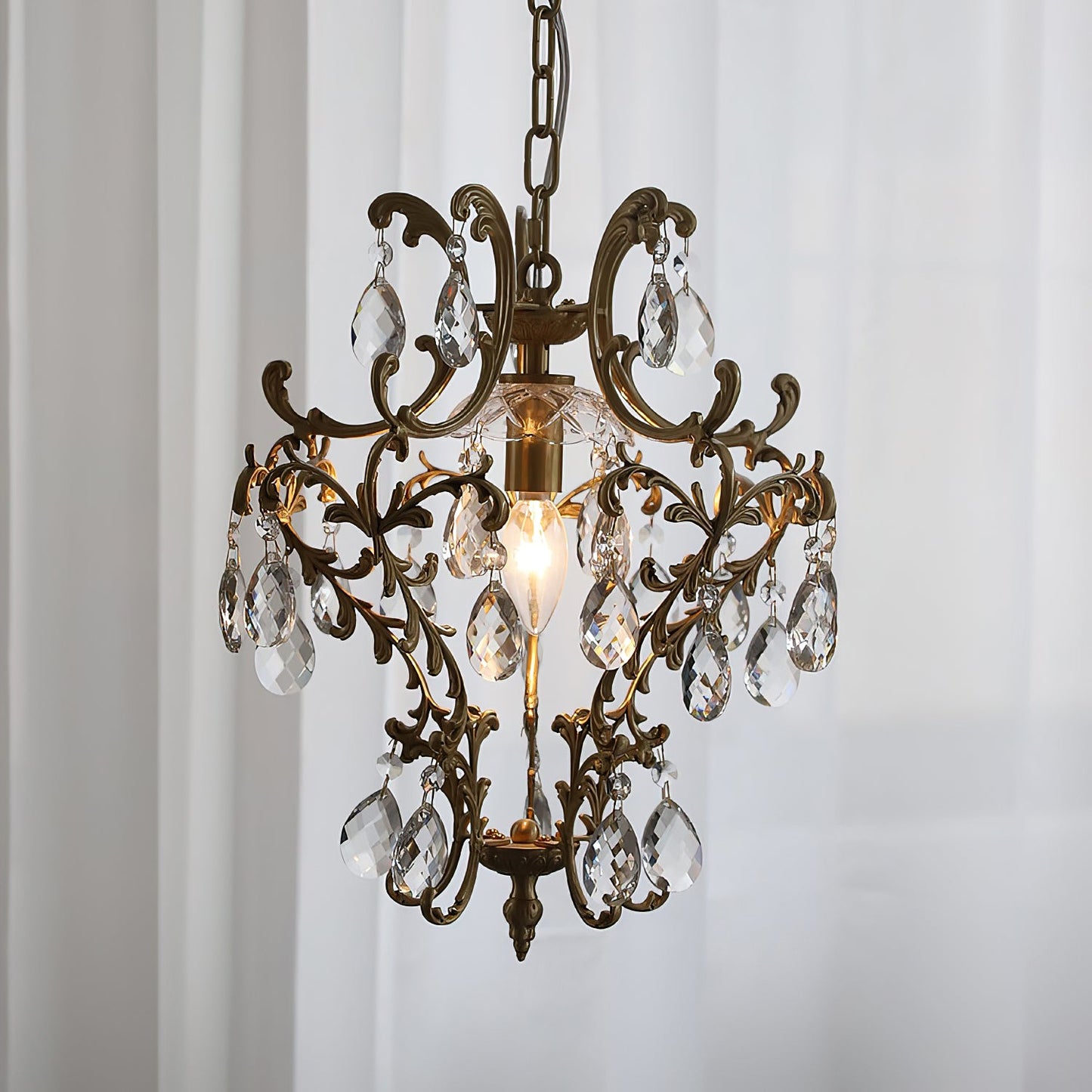 Stars Tears Chandelier - Refined Copper & Crystal Drop Pendant Light | Elegant Multi-Reflective Overhead Light