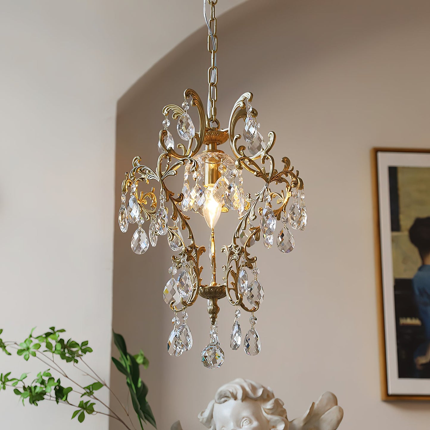 Stars Tears Chandelier - Refined Copper & Crystal Drop Pendant Light | Elegant Multi-Reflective Overhead Light