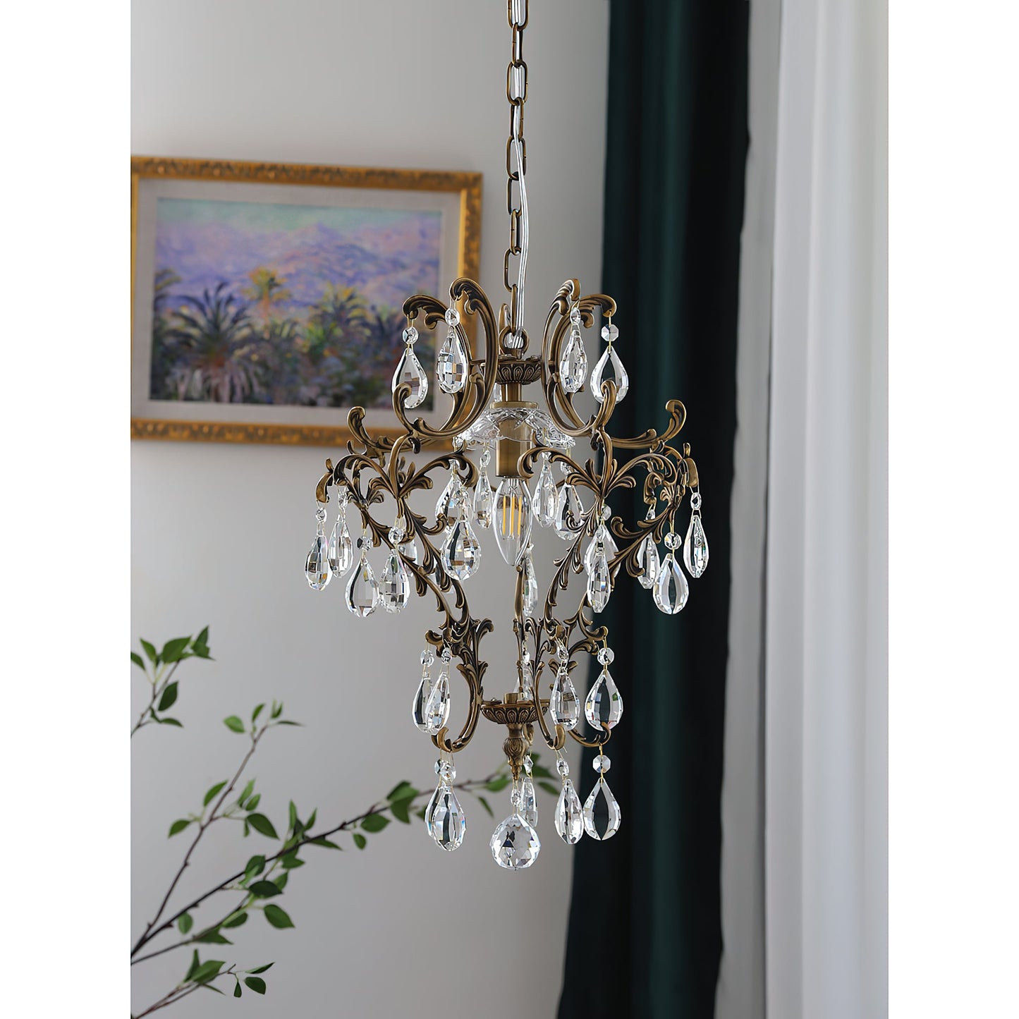 Stars Tears Chandelier - Refined Copper & Crystal Drop Pendant Light | Elegant Multi-Reflective Overhead Light