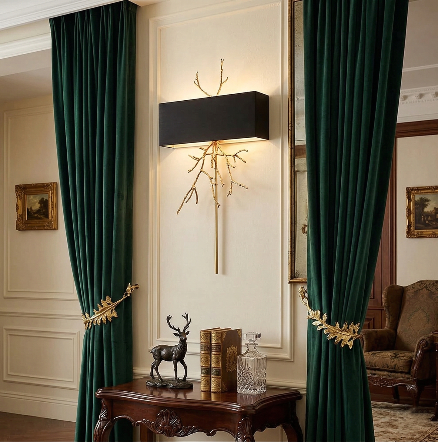 Twig Wall Lamp - Real Twig Cast Brass Body & Aluminum Shade | Organic Sculptural Wall Sconce