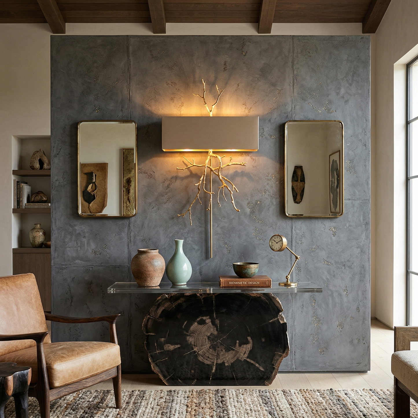 Twig Wall Lamp - Real Twig Cast Brass Body & Aluminum Shade | Organic Sculptural Wall Sconce