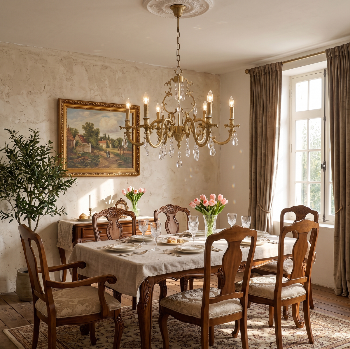 Lillianne Chandelier - Daring Solid Brass & Crystal Multi-Head Chandelier