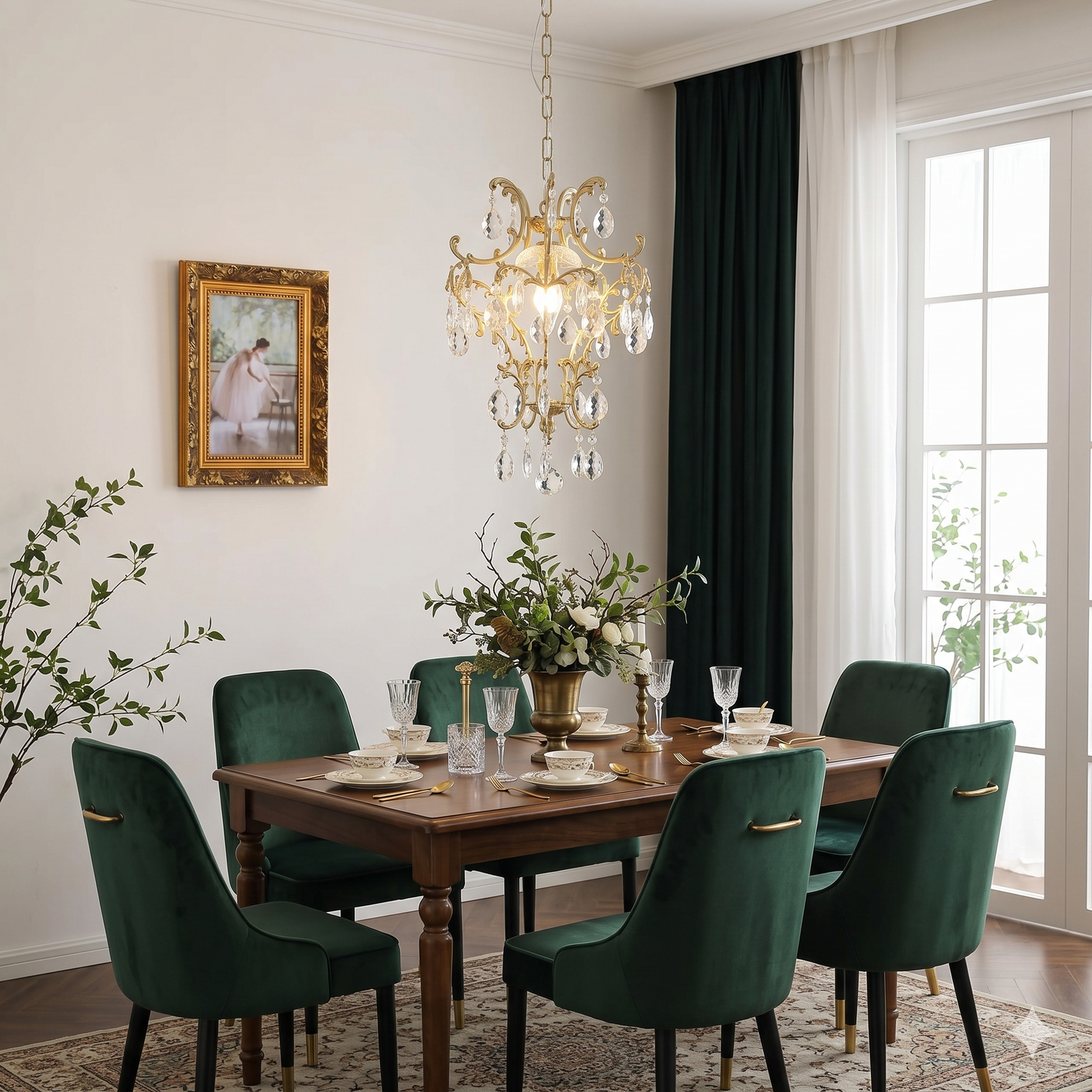 Stars Tears Chandelier - Refined Copper & Crystal Drop Pendant Light | Elegant Multi-Reflective Overhead Light