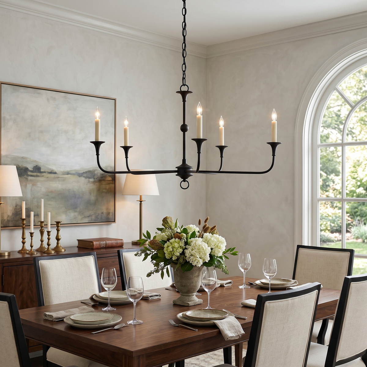 Cecil Chandelier – Minimalist Fluid Arm Candelabra Chandelier