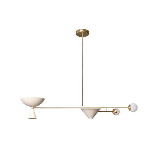 Stathis Chandelier - Italian Modernist Brass & Glass Globe Pendant | Asymmetrical Multi-Light Chandelier