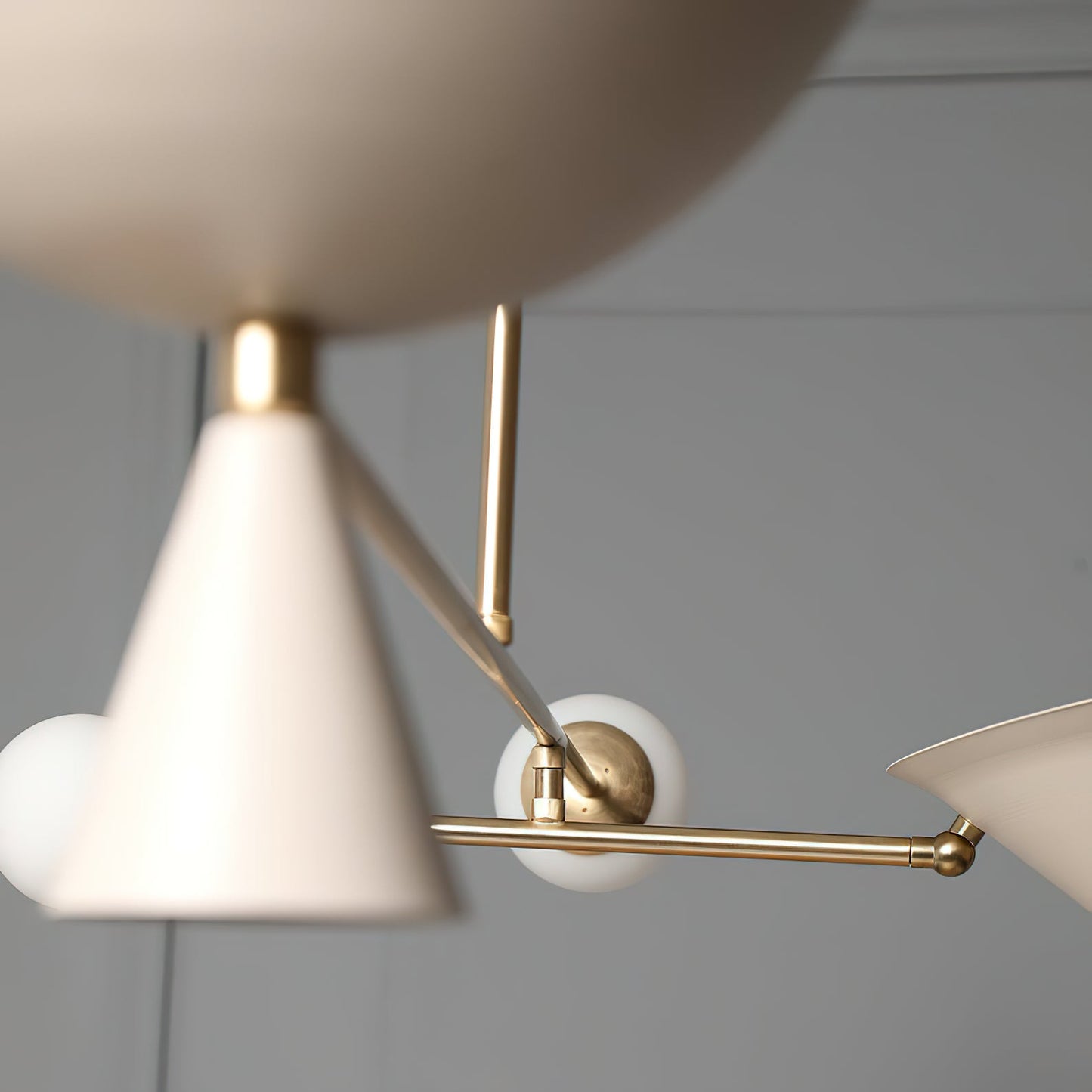 Stathis Chandelier - Italian Modernist Brass & Glass Globe Pendant | Asymmetrical Multi-Light Chandelier