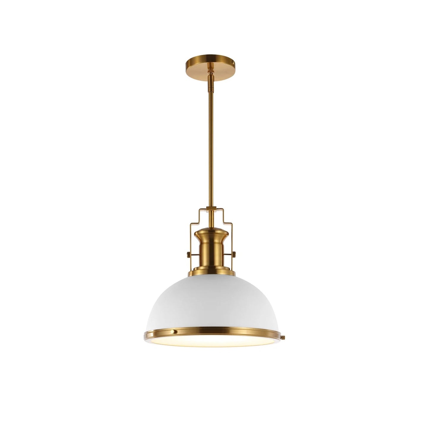 Staub Pendant Lamp - Vintage Brass & Frosted Glass Dome Pendant | Modern Kitchen Island Light