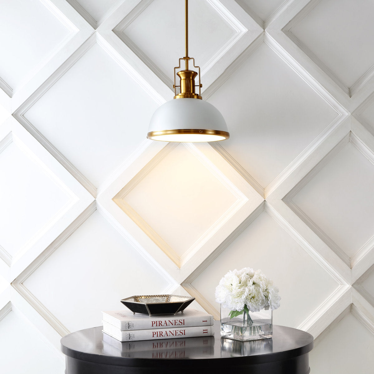 Staub Pendant Lamp - Vintage Brass & Frosted Glass Dome Pendant | Modern Kitchen Island Light