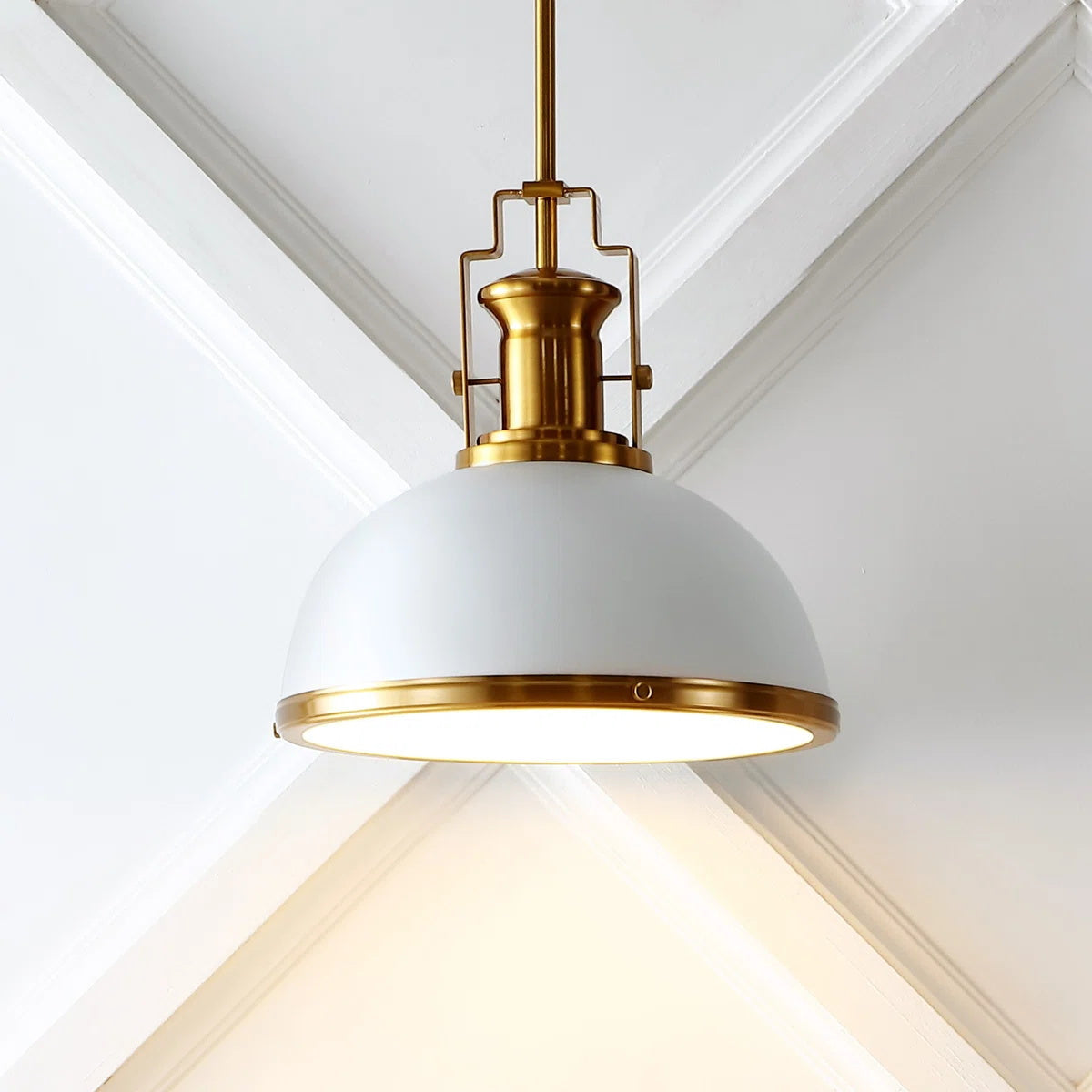 Staub Pendant Lamp - Vintage Brass & Frosted Glass Dome Pendant | Modern Kitchen Island Light