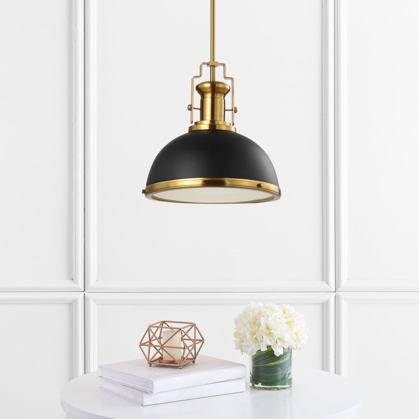 Staub Pendant Lamp - Vintage Brass & Frosted Glass Dome Pendant | Modern Kitchen Island Light