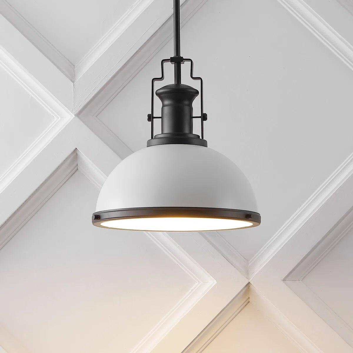 Staub Pendant Lamp - Vintage Brass & Frosted Glass Dome Pendant | Modern Kitchen Island Light