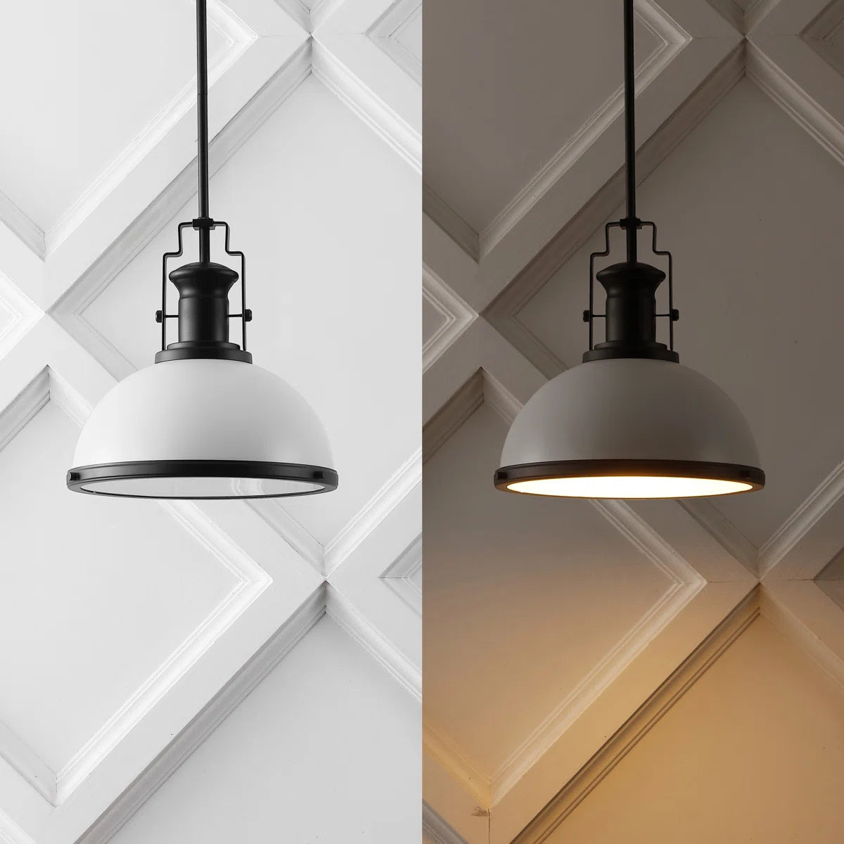 Staub Pendant Lamp - Vintage Brass & Frosted Glass Dome Pendant | Modern Kitchen Island Light